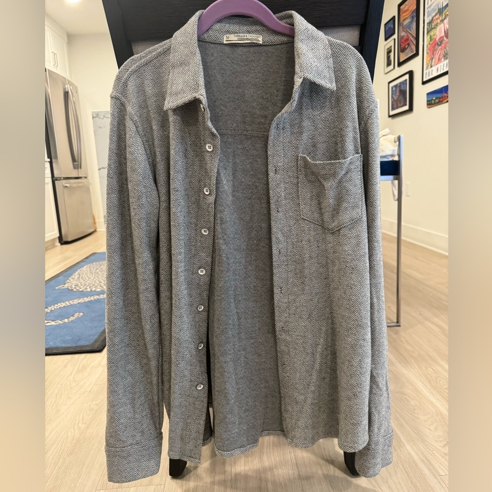 Threads 4 Thought Gray Knit Button Down Top Cardigan